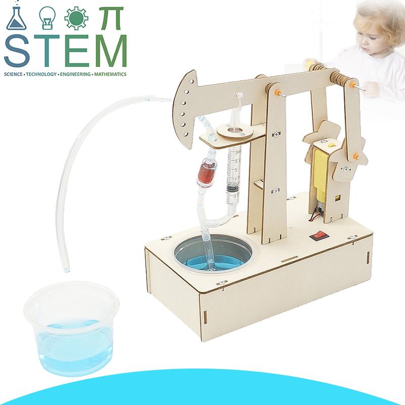 Детские STEM-игрушки DIY Модель насосной установки для сборки Материалы Наборы Эксперимент с водяным насосом Технологическая игрушка Пазл Раскрашенные игрушки Подарок