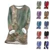 Women's Fashionable Printed Round Neck Long Sleeved Plush Warm Pullover Top