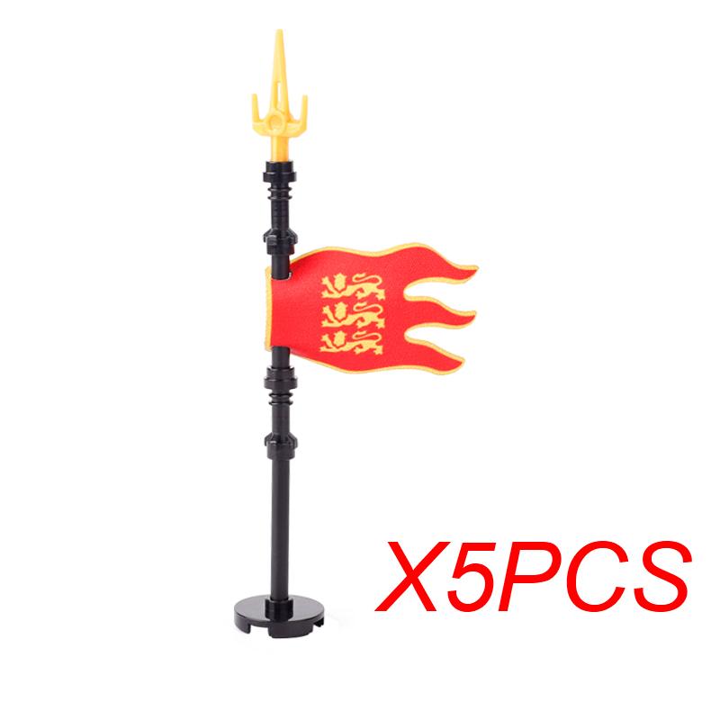 MOC Medieval Red Lion Black Eagle Castle Soldier Knight Horse Mount Building Block Military Figure Vest Armor Flag Toy Gift