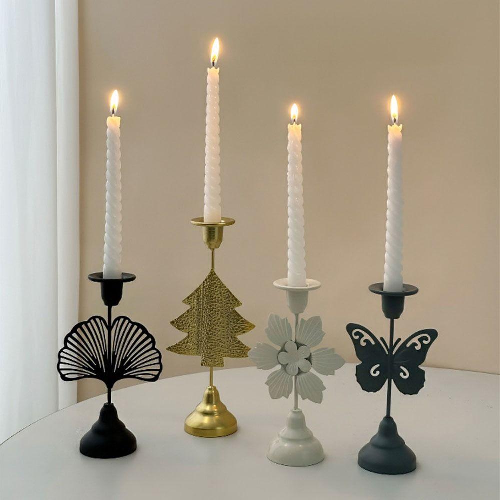 European Style Tabletop Candle Holder Elegant Leaf Candle Stand Candlestick Holder Wedding Props