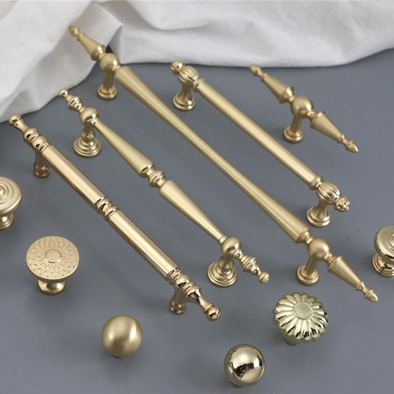 Шкафные ручки с золотистым покрытием Эргономичный дизайн Устойчивые к ржавчине крепления Простая установка Для кухонных шкафов Комодов