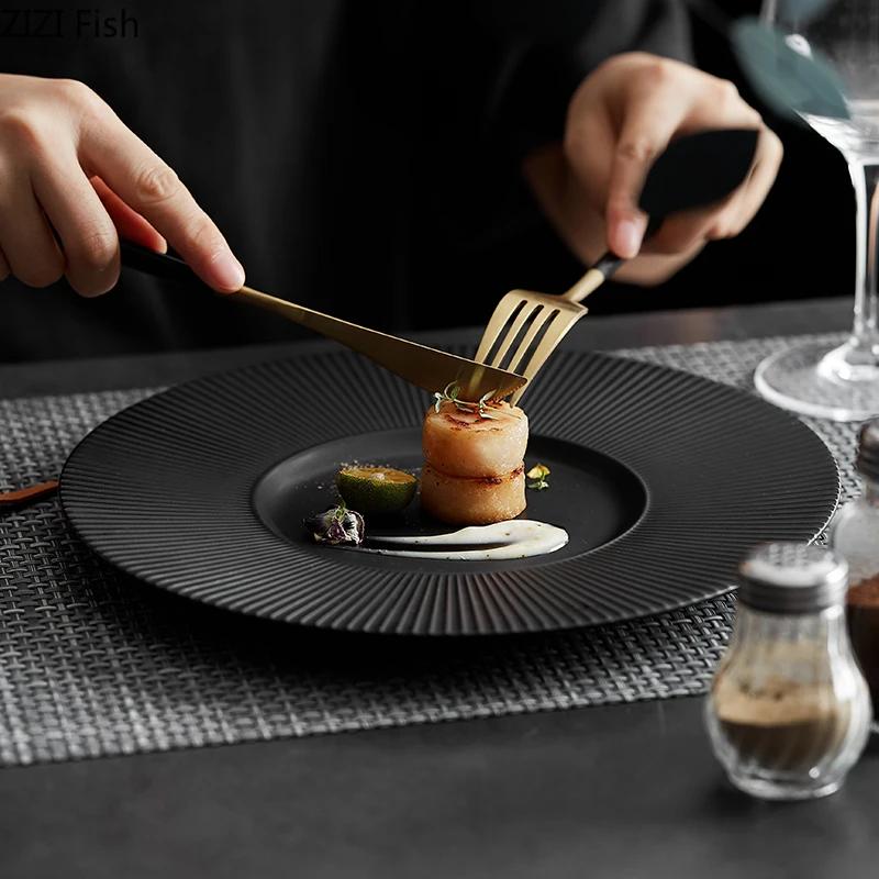 Minimalism Ceramic Main Dish Restaurant Western Food Steak Plate Creative French Pasta Plate Kitchen Porcelain Dinner Tableware