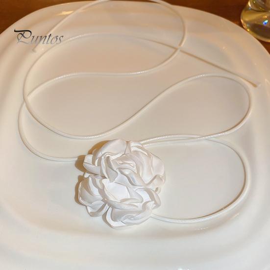 Женское колье-чокер с 3D цветком розы, черно-белое элегантное ожерелье на шнуровке с регулируемым воротником на бретельках, товары для вечеринок