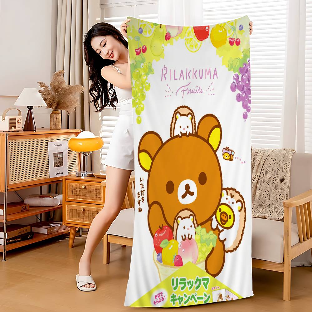 Япония Милый Мультяшный R-ilakkuma Пляжное Полотенце Цветные Банные Полотенца Для Девочки Микрофибра Быстросохнущие Индивидуальные Без Песка Пляж Йога Спортзал