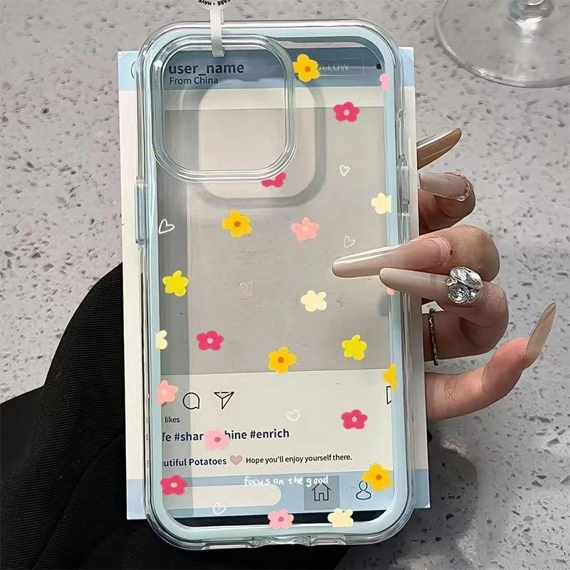 Ins цветной цветок подходит для чехла для мобильного телефона Apple 17promax iPhone16 два в одном 14/15 цветная кромка 13 комплектов