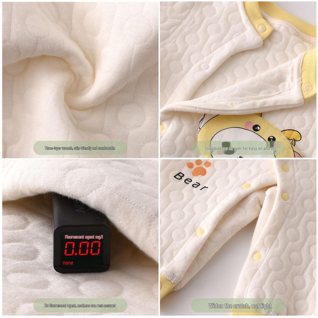 Thickened Baby Split-Leg Romper: Boys & Girls Crawling Onesie for Spring, Autumn, Winter