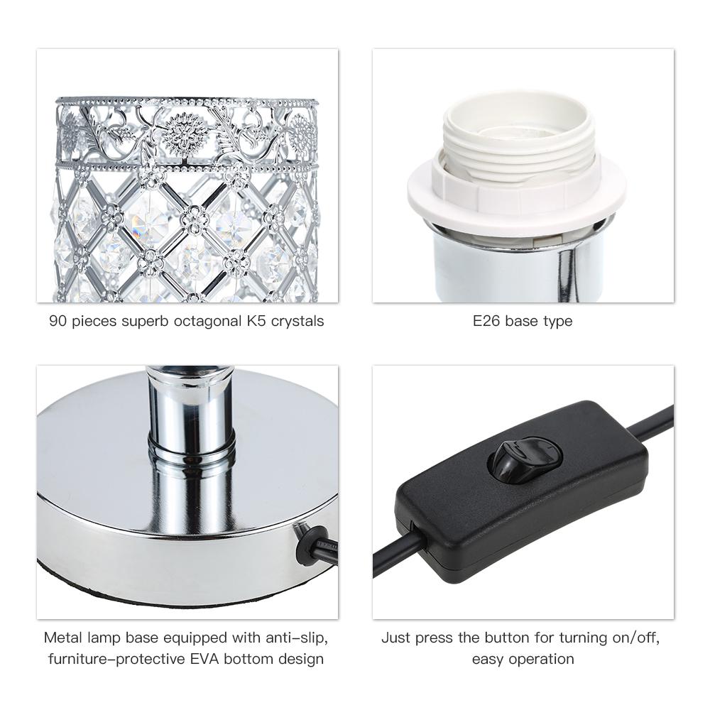 Прикроватная лампа Tomshine Crystal Silver, настольная лампа, сертифицированная UL, декоративная для спальни, гостиной, столовой, кофейни, книжного шкафа
