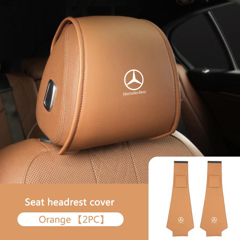2Pc Car Styling Neck Pillowcase Leather Headrest Storage Cover For Mercedes Benz AMG W205 W204 W203 W111 W168 W213 W210 W222 CLK PC1