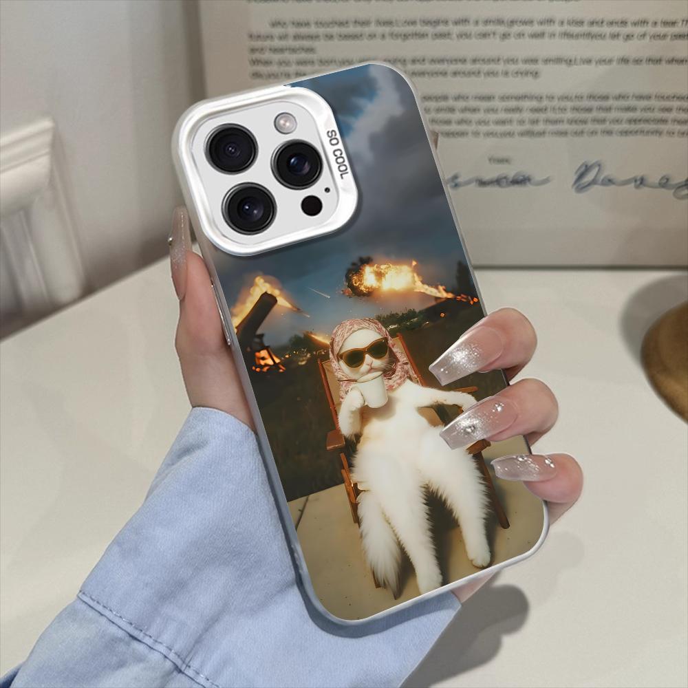 Чехол для телефона для iPhone 17 Air 16 16e 17e 15 Plus 14 13 12 11 Pro Max Защитный Забавный Милый Кот Прочный Модный Противоударный Чехол
