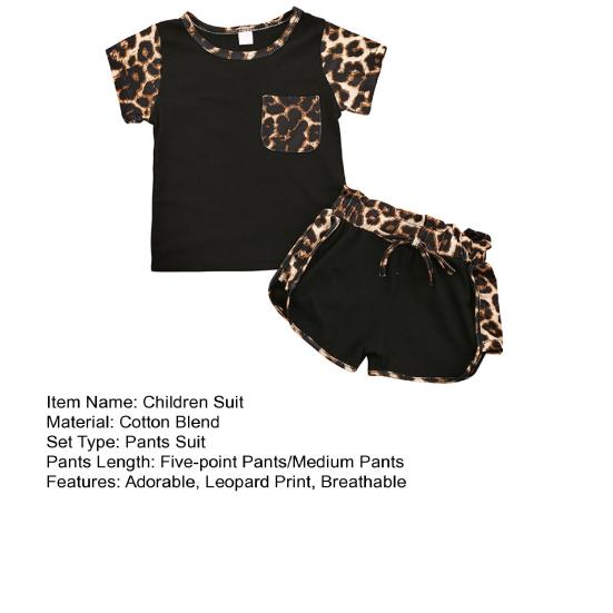 Комплект из 2 предметов с леопардовым принтом для девочки, летний топ с короткими рукавами и круглым вырезом, шорты, милый костюм для сестер на каждый день, для фотосессий и вечеринок