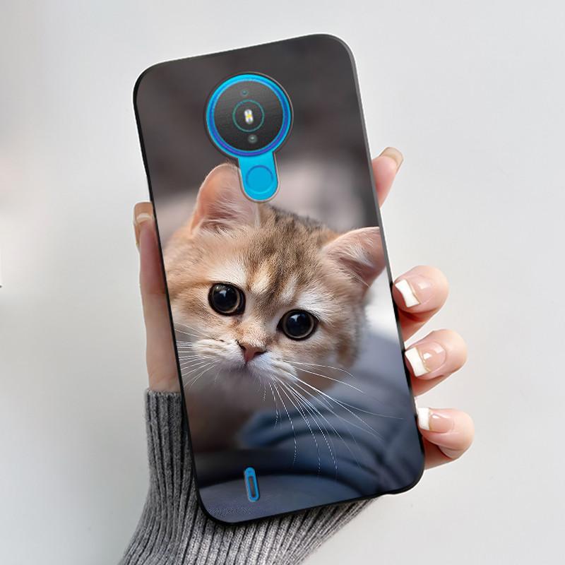 Cute Case For Nokia 1.4 / Nokia 1 / Nokia 1 Plus Capa Printing Shell Protective Cover Soft Silicone Cartoon Black Casing Fundas