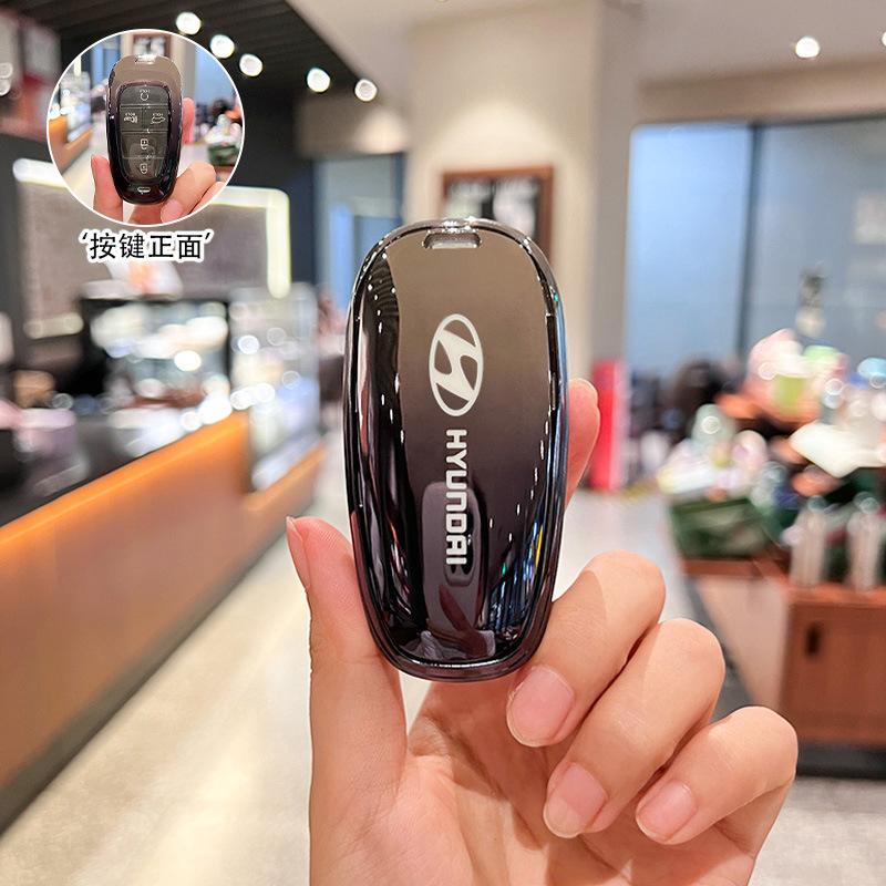 Fashion Soft TPU Car Key Cover Case Shell Fob For Hyundai Tucson Solaris Sonata Hybrid NEXO NX4 Santafe Dn8 2020-2022 Accessory Y4