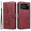 For iPhone 17 Pro Wallet Case T-Shape Lines Leather Phone Cover Stand