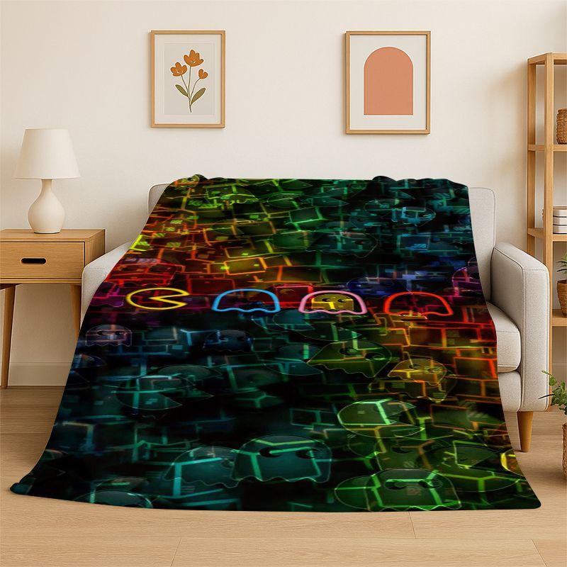 Retro P-Pacman Game Soft Flannel Throw Blanket,Cozy Blanket for Bed,Couch,Sofa,Bedroom,Living Room,Travel,Picnic Camping