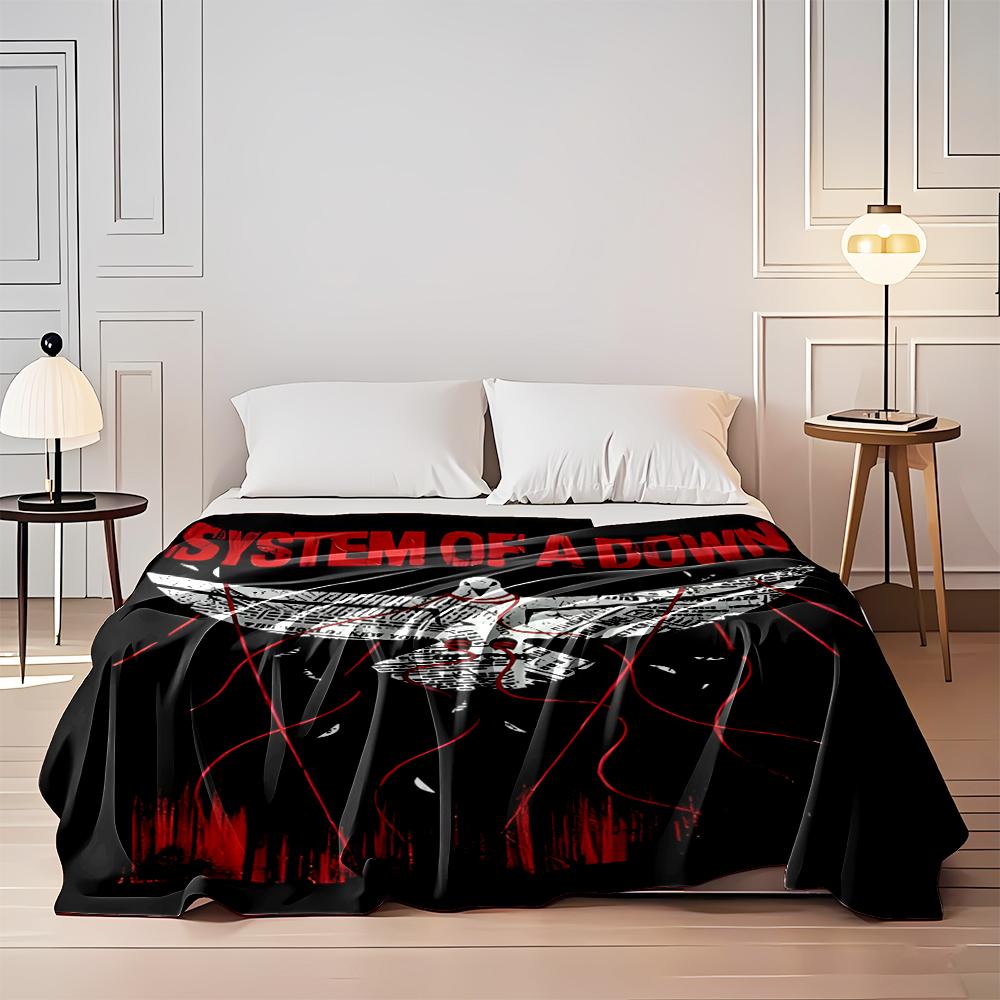 System of a Down dove design, black & red. Flannel blanket for bedroom, living room, sofa, and nap sofas.