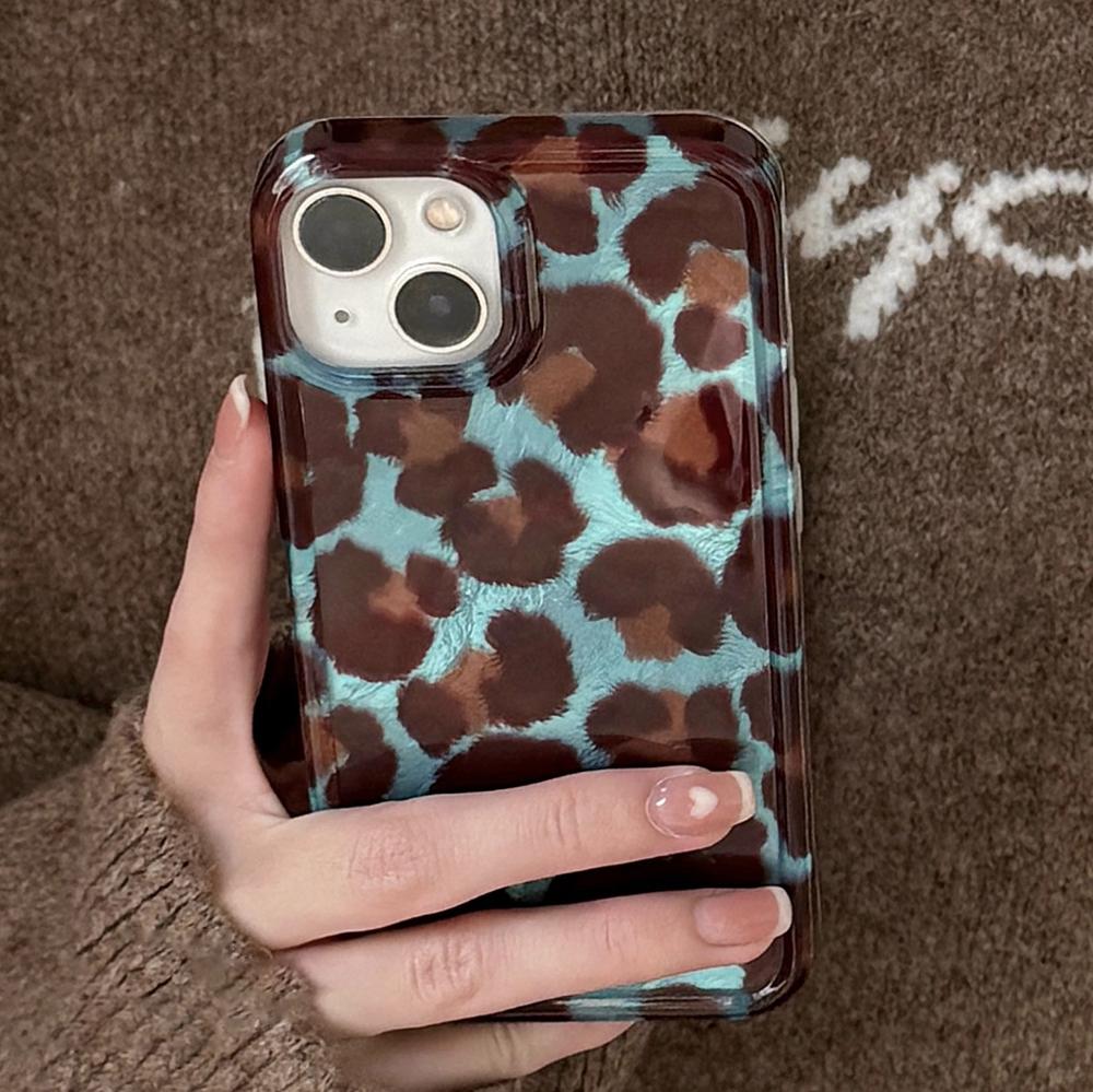Чехол для телефона для iPhone 17 16 15 14 13 11 12 Pro Max Air XS 16E Plus SE2 Корейский Милый Леопардовый Принт Градиентный Узор Прекрасная Крышка
