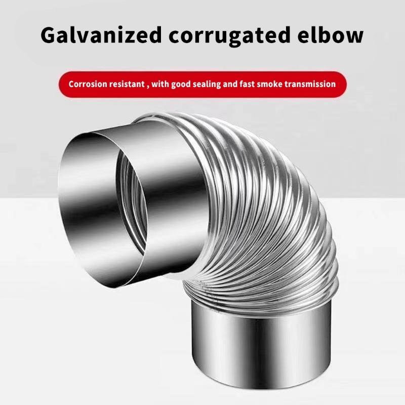 Smoked Pipe Connector Thread Elbow Stainless Steel Stove Pipe Elbow for Kitchen/Factory/Stove/Gas/Pump Enduring