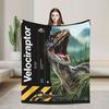 Jurassic T-Rex Grid World Blanket Flannel Spring/Autumn Logo Breathable Lightweight Throw Blankets for Travel Bedroom Quilt