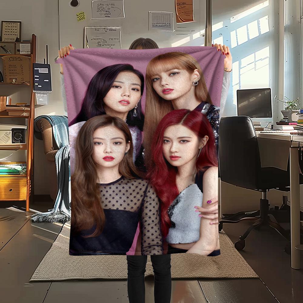 1 шт. Фланелевое одеяло с принтом BLACKPINK, Высокое качество, Для всех сезонов, Декор для дома, Тепло и уют, Идеально для рождественских подарков