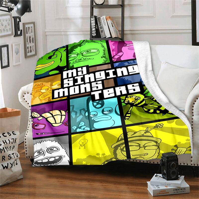 1pc Blanket My Singing Monsters Print Design, Lightweight Blanket for Sofa, Bed- Soft &Warm, Gift for All Seasons like Christmas, Halloween