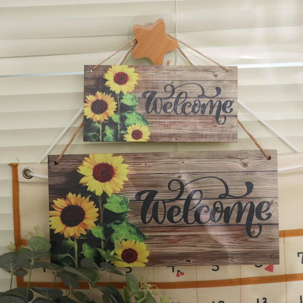 Lightweight Sunflower Welcome Sign Hanging Wooden Decoration Sign Welcome Door Sign Kitchen