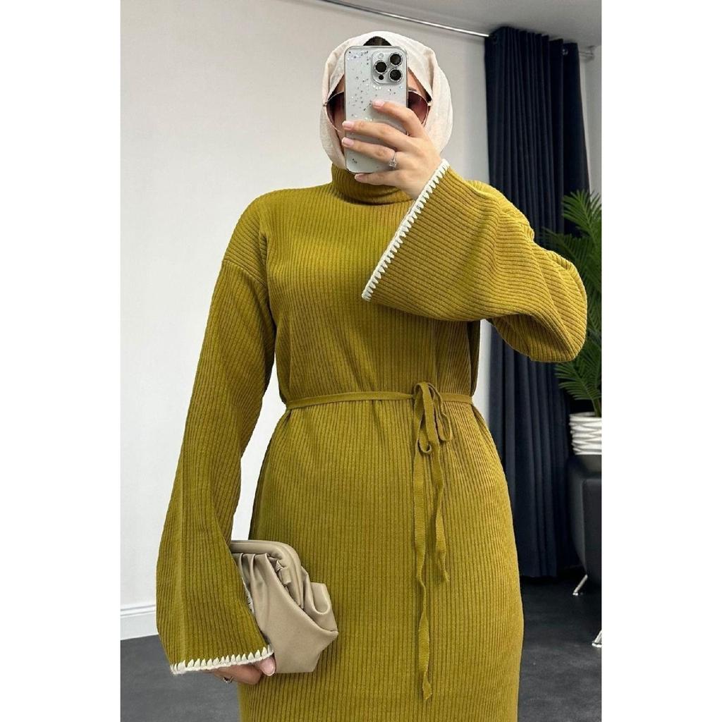 10numberamoda Женское длинное вязаное платье с рукавами «летучая мышь» бордово-красное