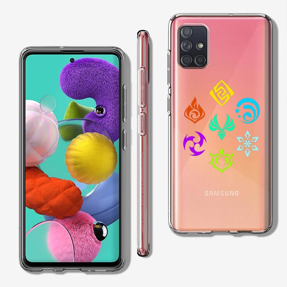 Милый чехол для телефона с логотипом Genshin Impact для Samsung A51 A71 A21S A12 A11 A31 A41 A01 A03S A13 A33 A73 A53 A52 A32 5G A23 Прозрачная крышка