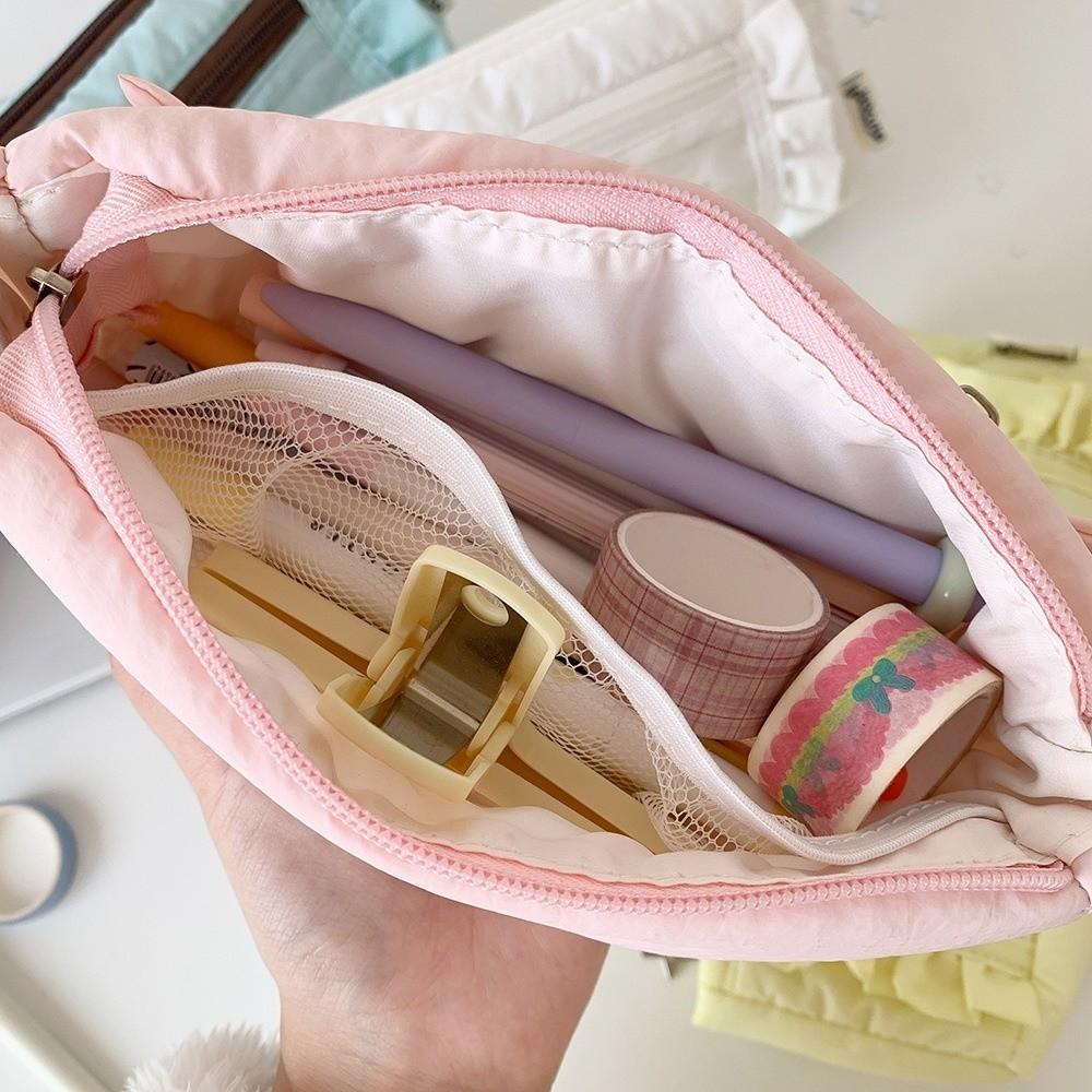 Ruffled Edge Ruffled Pencil Case Star Zipper Pencil Pouch Korean Ruffled Stationery Bag  Office