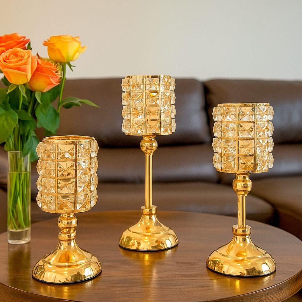 Vintage Candlestick European Style Tea Light Holder Decorative Gold Candelabra Wedding Decor