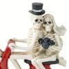 Skeleton Couple Figurine Resin Skeleton Couple Riding Motorcycle Sculpture Gothic