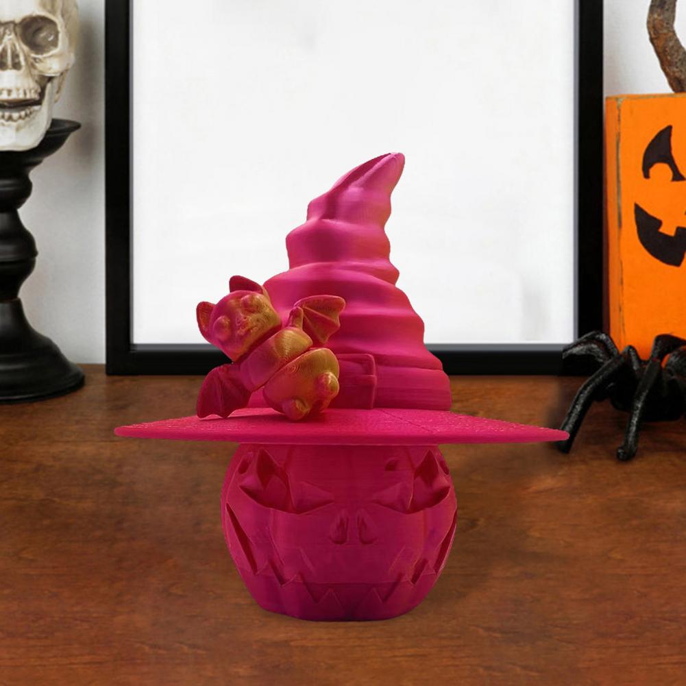 Holiday Pumpkin Decoration Colorful Halloween Pumpkin Figurine with Bat Witch Hat 3d Printed Fidget Toy for Home Office Decor