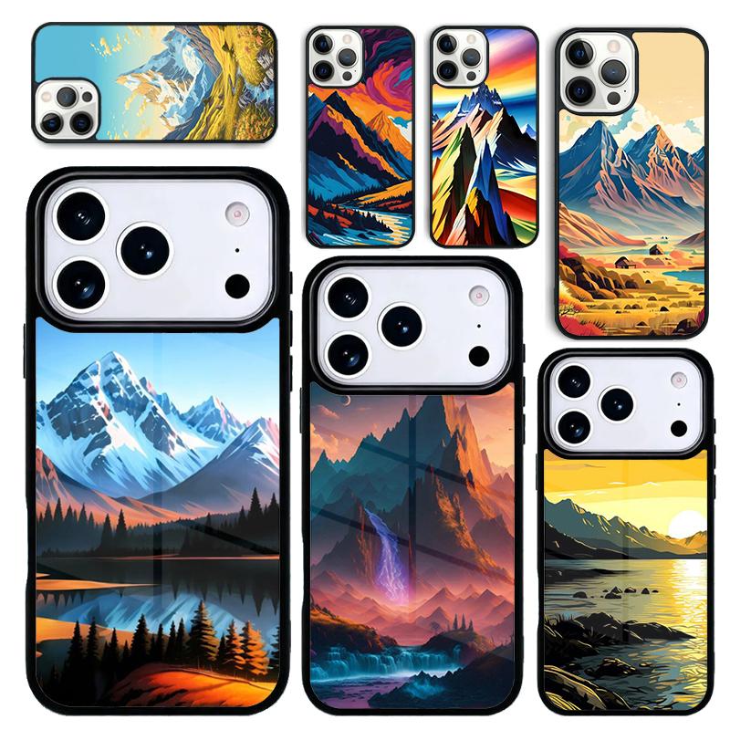 Capa Case for iPhone 17 Air 16 Pro Max 15 Plus 11 13 Mini 14 12 Back Phone Cover Nature Mountain Peaks