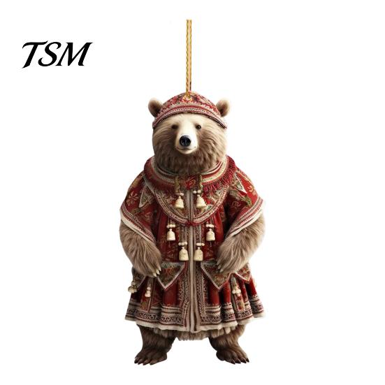 Reusable Christmas Ornament Polar Bear Cute Xmas Tree High-quality Acrylic Decor 2D Hanging Pendant for Car Interior Home