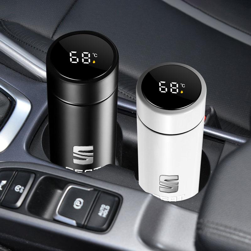 500ml Smart Thermo Mug Filter Coffee Drink Flask Temperature Display for SEAT Leon FR 5 6 MII Altea 5F Ibiza Toledo Cordoba Alhambra MK3