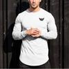 Muscleguys, осенняя новая мужская хлопковая футболка с круглым вырезом и длинными рукавами, модные топы с логотипом и буквенным принтом, одежда для фитнеса