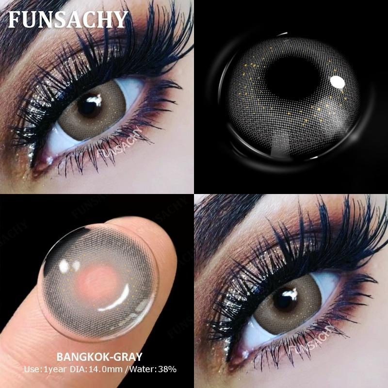 FUNSACHY 2pcs New Colored Lenses for Eyes Black Pupil Natural Contact Lenses Brown Gray Colorful Cosmetic Lens Fast Shipping