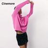 Cinemore Spring Autumn Women's Sweater Solid Oversize Casual Pullovers Warm Basic Long Sleeve Top O Neck Knitted Jumper Sweater