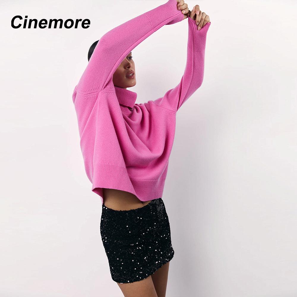 Cinemore Spring Autumn Women's Sweater Solid Oversize Casual Pullovers Warm Basic Long Sleeve Top O Neck Knitted Jumper Sweater