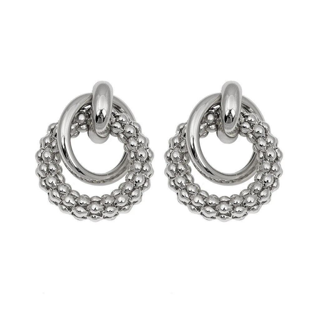 Новые модные массивные металлические геометрические серьги-подвески для женщин, крутые серьги золотого цвета в стиле панк, круглые витые висячие украшения для ушей