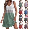 Women's Casual Print Summer Bohemian Beach Dress With Pockets V Neck Tank Dress