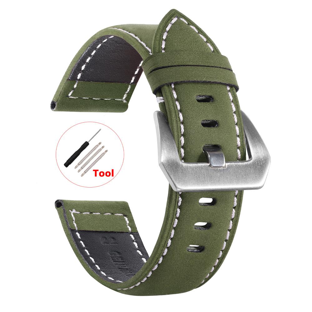 Ремешок для часов 18 мм, 20 мм, 22 мм, 24 мм, винтажный ремешок из натуральной кожи из натуральной кожи для часов Huawei Watch Gt2/3, ретро-ремешок для мужчин и женщин, сменные браслеты