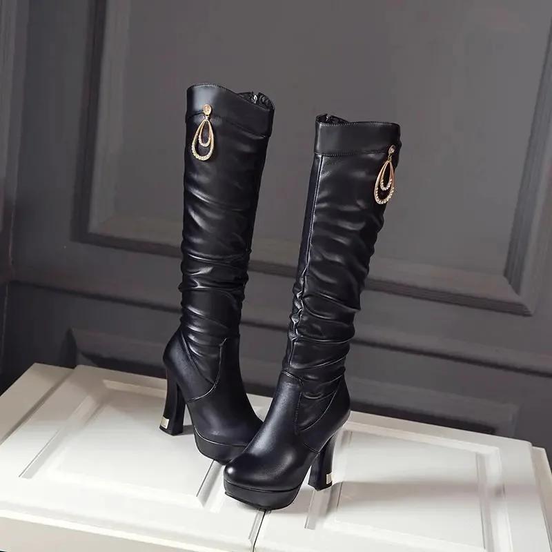 Fashion Women Fashion Plus Size High Quality Autumn & Winter Comfort Boots Lady Classic Over Knee Long High Heel Shoes Botas E1495
