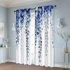 2 шт. Шторы и оконные украшения печать Синий узор с листьями Универсальная ткань (без стержня) Универсальное для всех помещений в гостиной