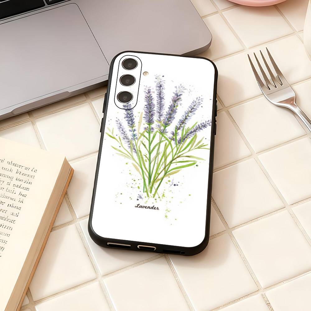 Красивый фиолетовый цветок лаванда Для Samsung Galaxy S25 S24 S23 Ultra S22 S21 Plus S20 Черный Мягкий Силиконовый Защитный Чехол
