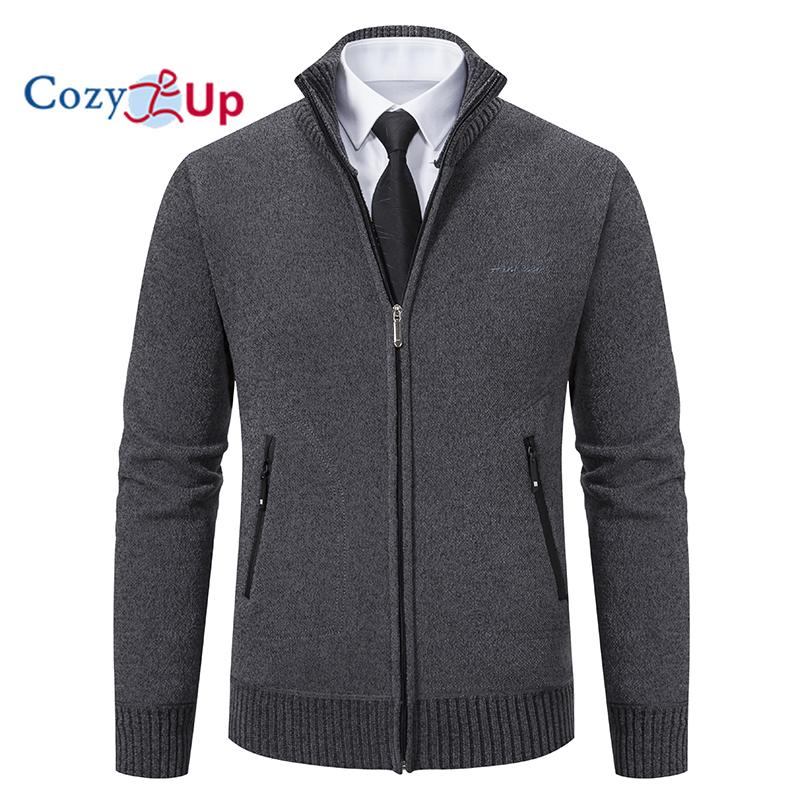 Cozy Up Мужские куртки-бомберы, зимняя мужская мода, свободный кардиган, теплая куртка с капюшоном и лацканами, свитер, водонепроницаемый для мужчин