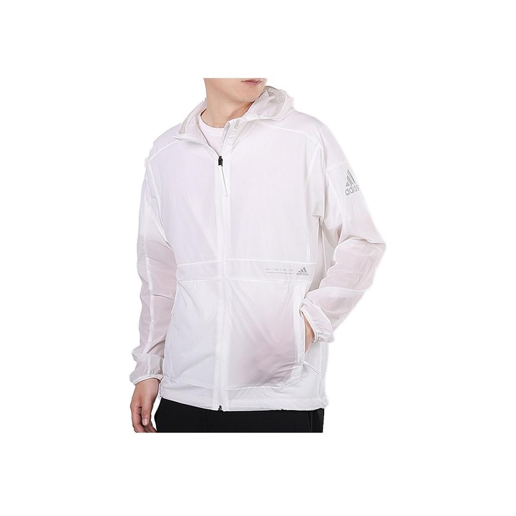 Adidas Ветровка с сетчатой ​​вставкой, куртка с капюшоном, мужская верхняя одежда, белая FT2779