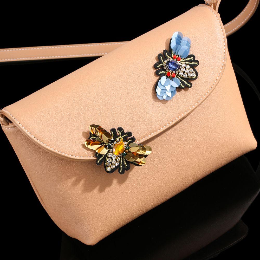 Beaded Rhinestone Apparel Sewing & Fabric Sew On Patch Bee Badge Sequin Patches Crystal Applique