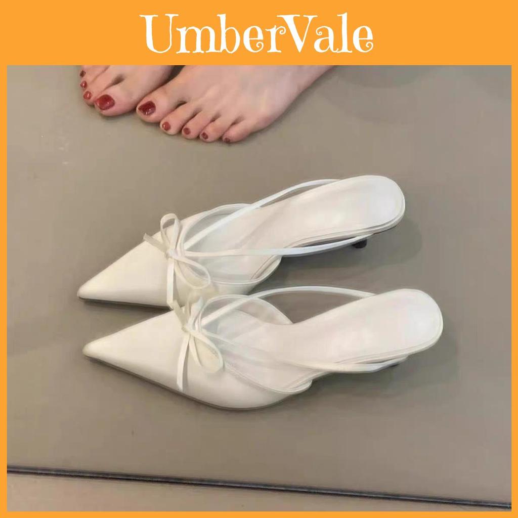 French Pointed Toe Mule Shoe With Slim Heel For Elegant Daily Wear
