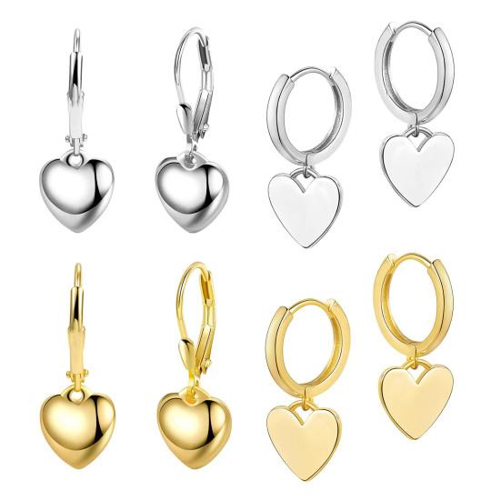 1 пара женских сережек с застежкой-молнией в форме сердца, полированная поверхность, однотонные висячие серьги для свиданий, выпускных вечеринок, серьги-подвески