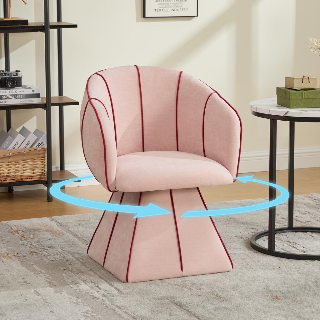 Swivel Chair, Suitable for Adults and Teenagers. Ergonomic Design with High Backrest, Ideal for Bedroom and Living Room (Pink Chenille)
